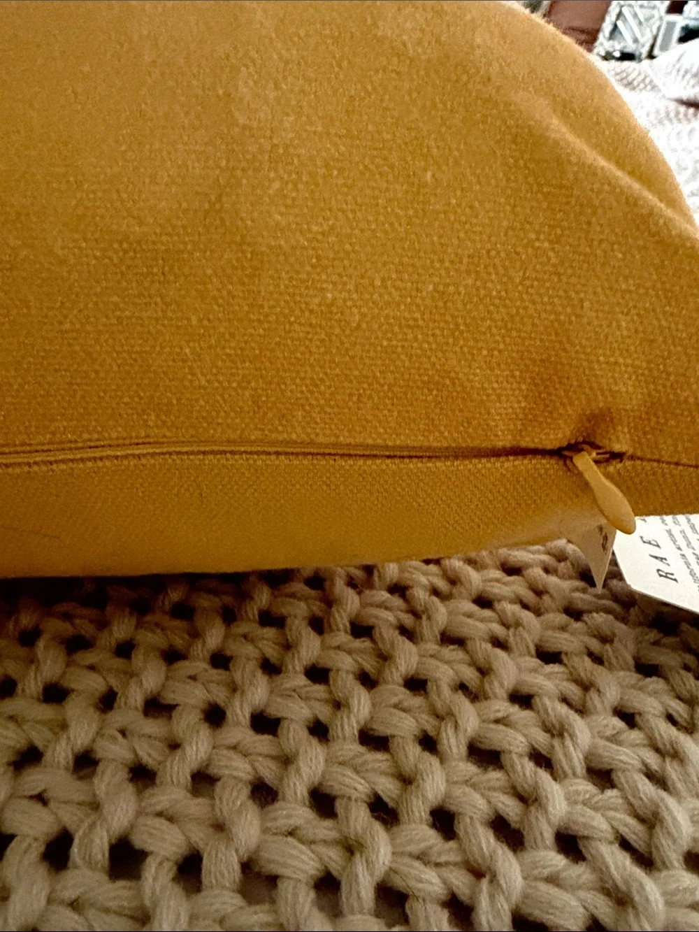Rae Dunn Golden Yellow Pillow with Bunny Art and 'Some Bunny Loves Me' Text